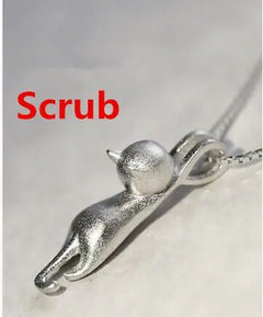 Silver Cat Pendant Necklace Jewelry